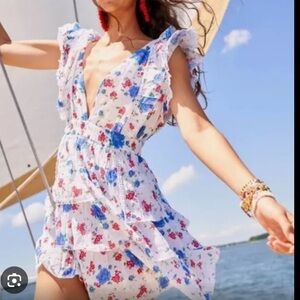 Floral Ruffle Deep V Romper - Love Shack Fancy